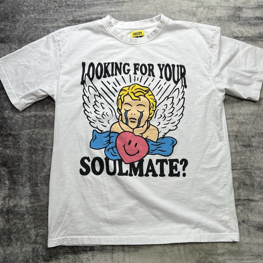 Chinatown Market Smiley Shirt Men's XL Short Sleeve Tee Angel Soulmate